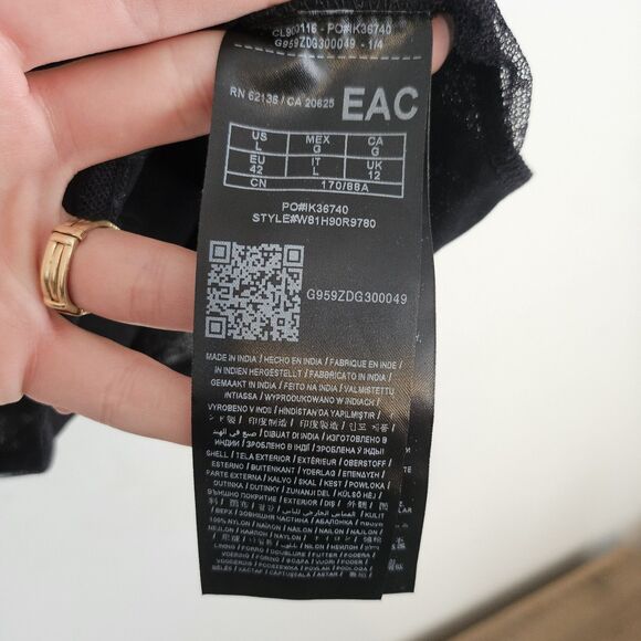 Guess Embroidered Top Sz L Whimsy Goth Fairy Grunge Flutter Sleeve Boxy Crop Top - Picture 10 of 11